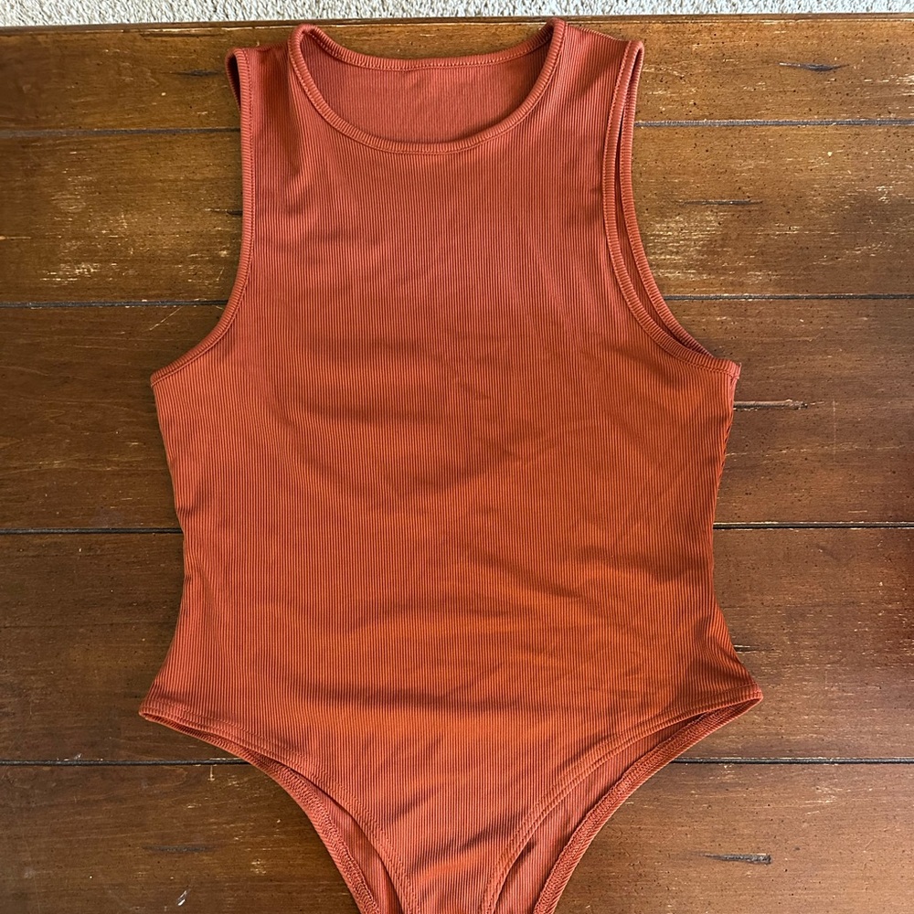 Rust Ribbed Bodysuit